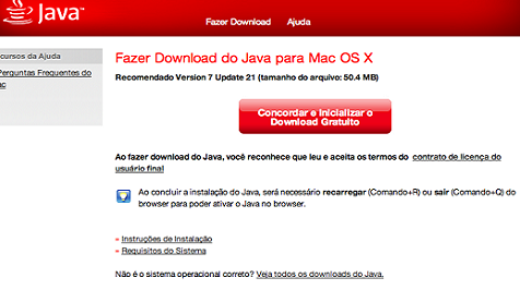 download do arquivo jre-7u21-macosx-x64.dmg iniciará. Clique duas ...